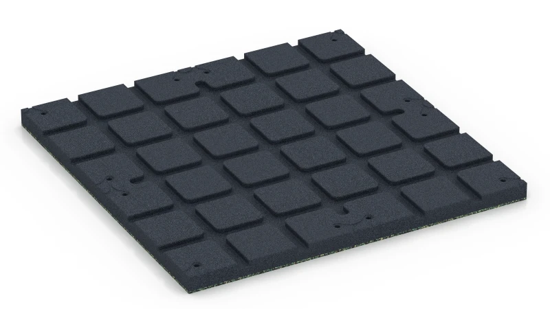 Square pads with shallow drainage channels