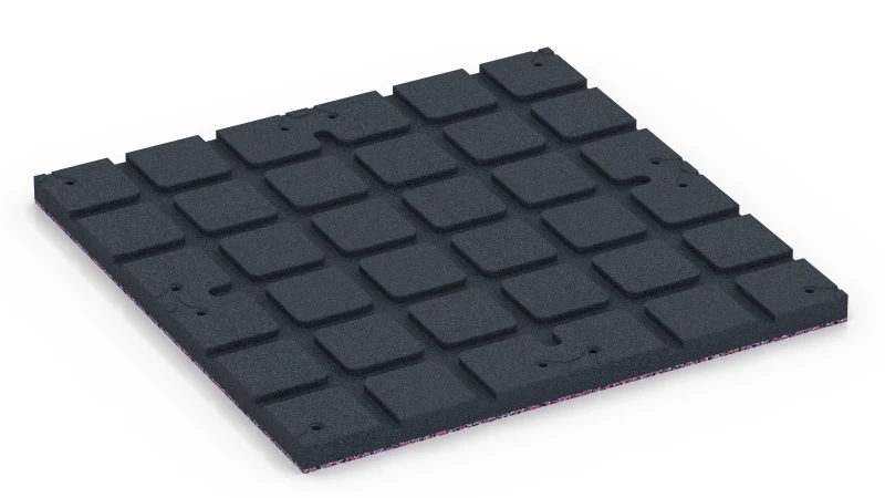 Square pads with shallow drainage channels