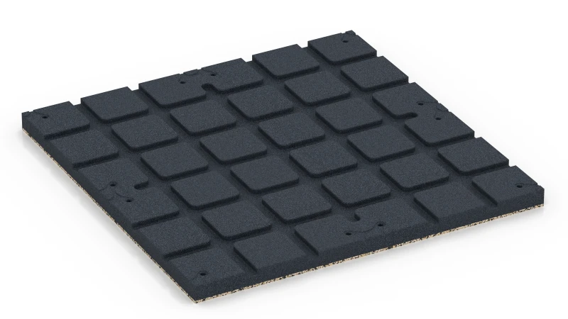 Square pads with shallow drainage channels