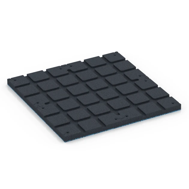Aufsicht auf die Unterseite, also die Bodenseite von WARCO-Formteil 7139 - Outdoor Gym Flooring im Format 60 x 60 x 3 cm | 0,36 m².