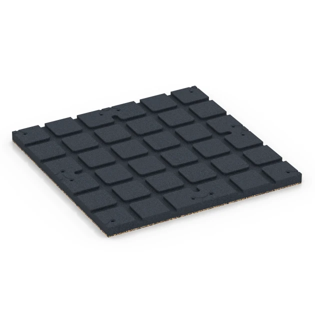 Aufsicht auf die Unterseite, also die Bodenseite von WARCO-Formteil 7140 - Outdoor Gym Flooring im Format 60 x 60 x 3 cm | 0,36 m².