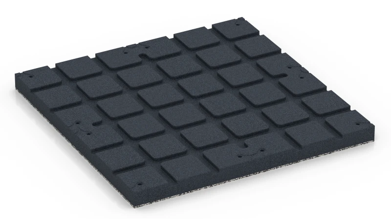 Square pads with shallow drainage channels