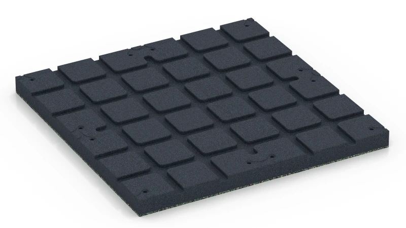 Square pads with shallow drainage channels