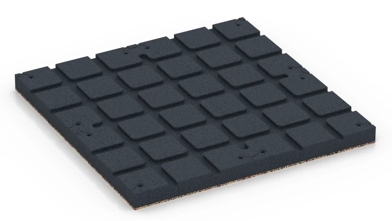Square pads with shallow drainage channels