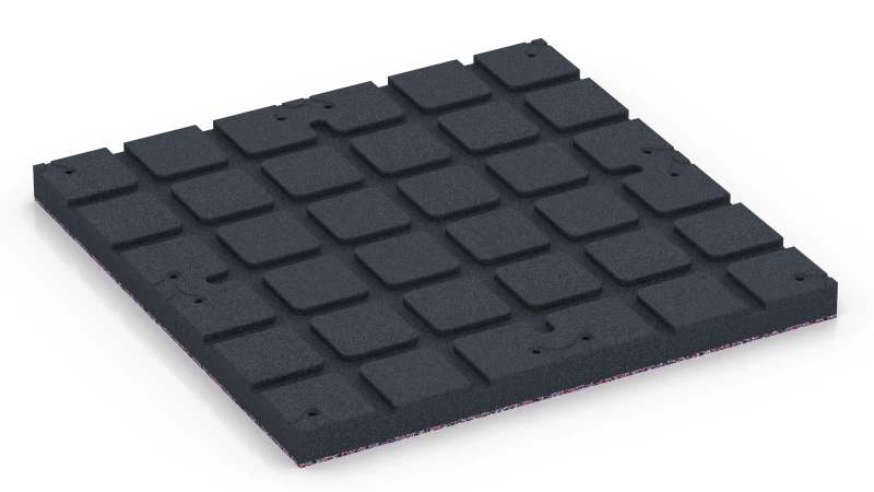 Square pads with shallow drainage channels