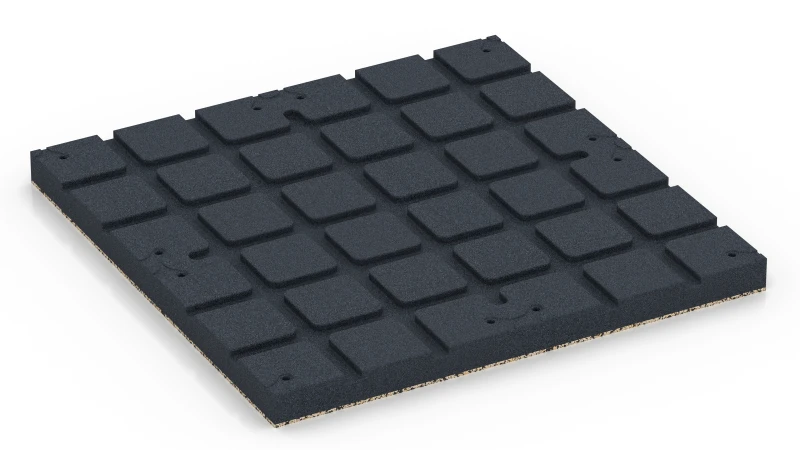 Square pads with shallow drainage channels