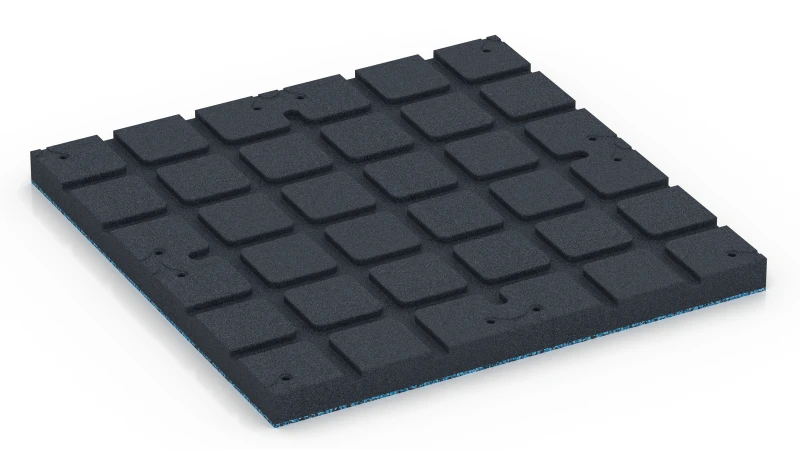 Square pads with shallow drainage channels
