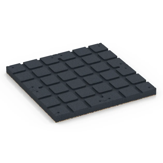 Aufsicht auf die Unterseite, also die Bodenseite von WARCO-Formteil 7149 - Outdoor Gym Flooring im Format 60 x 60 x 4 cm | 0,36 m².