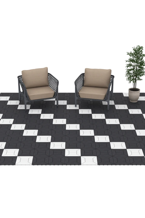 Beispielhafte Verlegung für den Artikel 6346 von WARCO - Cassette Pattern – Deck Tile, Farbton Slate in der Abmessung 30 x 30 x 2 cm.