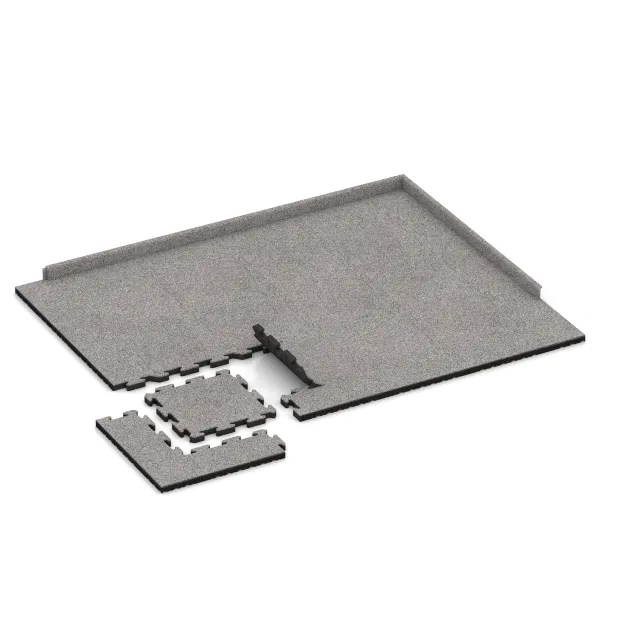 Typische Verlegung oder Einbausituation für den Artikel 4547 von WARCO - Dog floor tile, Farbton Grey Melange in der Abmessung 500 x 500 x 40 mm.