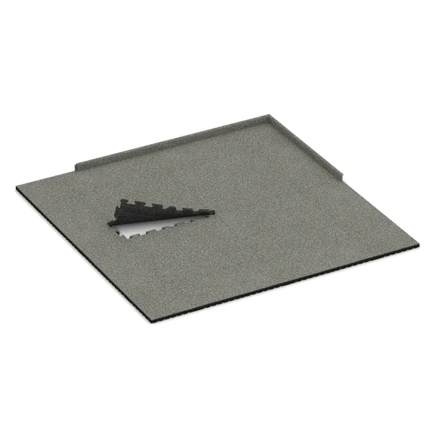 Typische Verlegung oder Einbausituation für den Artikel 3462 von WARCO - Fitness Floor Protection Mat, Farbton Gray Granite in der Abmessung 1000 x 1000 x 40 mm.