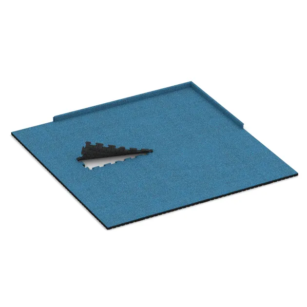 Typische Verlegung oder Einbausituation für den Artikel 3416 von WARCO - Fitness Floor Protection Mat HD, Farbton Atlantic in der Abmessung 1000 x 1000 x 40 mm.