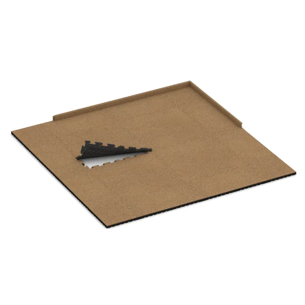 Typische Verlegung oder Einbausituation für den Artikel 3419 von WARCO - Fitness Floor Protection Mat HD, Farbton Rattan Lounge in der Abmessung 1000 x 1000 x 40 mm.