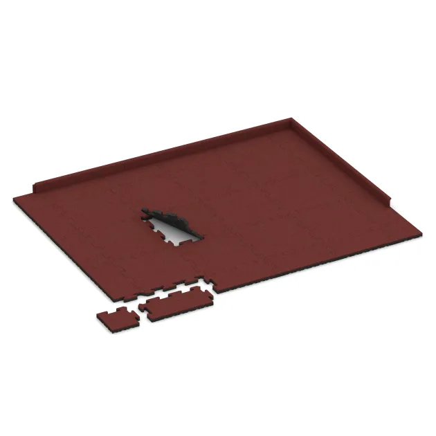 Typische Verlegung oder Einbausituation für den Artikel 4633 von WARCO - Outdoor click tile, Farbton Coral Red in der Abmessung 500 x 500 x 30 mm.