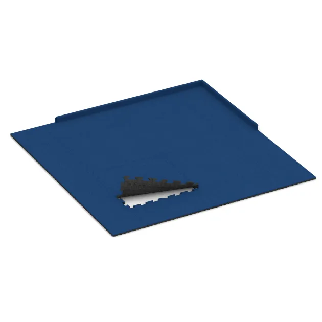 Typische Verlegung oder Einbausituation für den Artikel 5810 von WARCO - Fitness Floor Protection Mat, Farbton Gentian Blue in der Abmessung 1000 x 1000 x 30 mm.