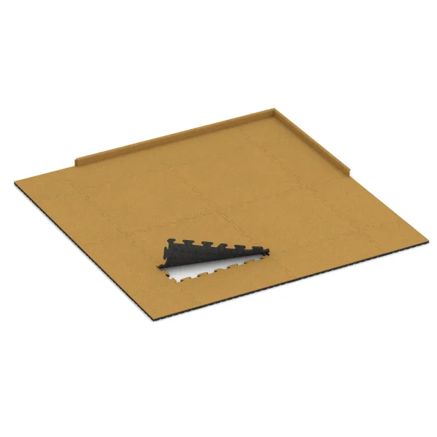 Typische Verlegung oder Einbausituation für den Artikel 6012 von WARCO - Fitness Floor Protection Mat, Farbton Lemon Yellow in der Abmessung 1000 x 1000 x 30 mm.