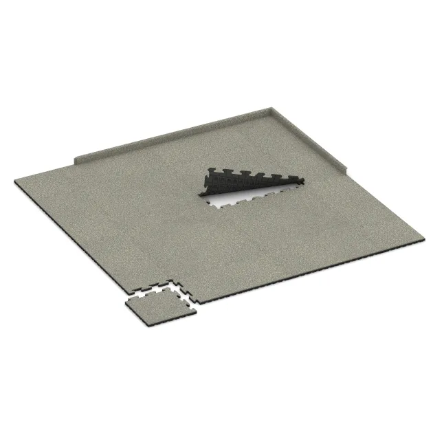 Typische Verlegung oder Einbausituation für den Artikel 5029 von WARCO - Corner Tile, Farbton Light Granite in der Abmessung 485 x 485 x 30 mm.