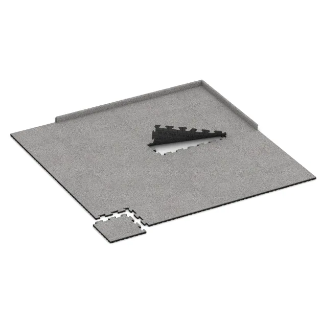 Typische Verlegung oder Einbausituation für den Artikel 5011 von WARCO - Corner Tile, Farbton Grey Melange in der Abmessung 485 x 485 x 30 mm.