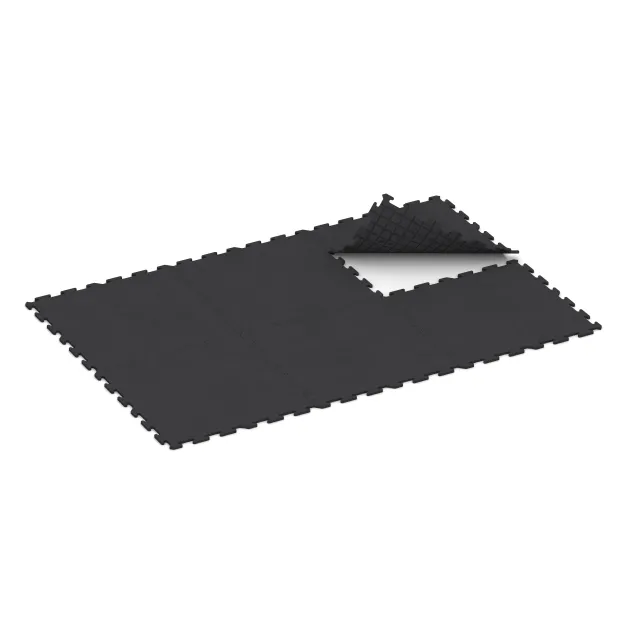 Typische Verlegung oder Einbausituation für den Artikel 0377 von WARCO - Fitness Floor Studio, Farbton Anthracite in der Abmessung 1000 x 1000 x 18 mm.