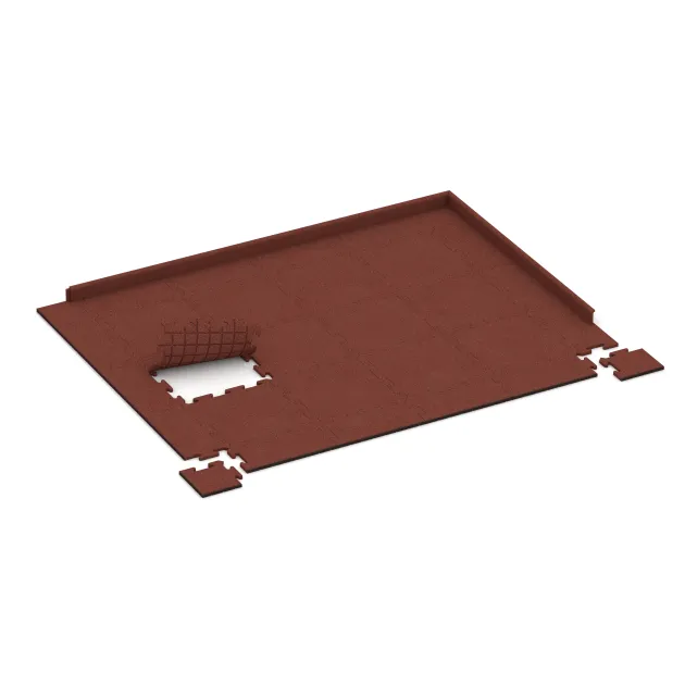Typische Verlegung oder Einbausituation für den Artikel 4824 von WARCO - Corner Tile HD, Farbton Brick red in der Abmessung 235 x 235 x 18 mm.