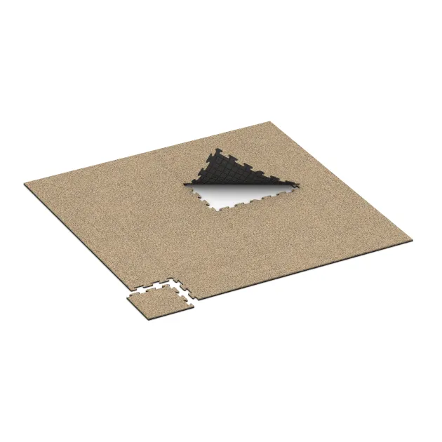 Typische Verlegung oder Einbausituation für den Artikel 4800 von WARCO - Corner Tile HD, Farbton Travertine in der Abmessung 485 x 485 x 18 mm.