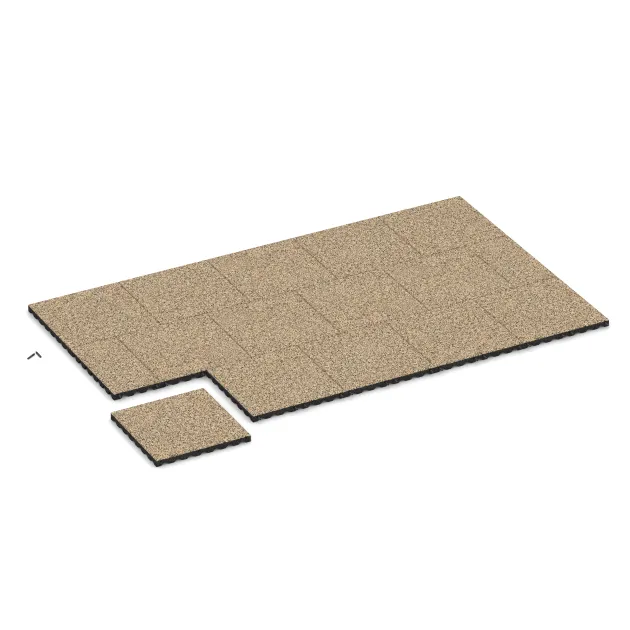 Typische Verlegung oder Einbausituation für den Artikel 5335 von WARCO - Playground safety tile, Farbton Travertine in der Abmessung 500 x 500 x 40 mm.