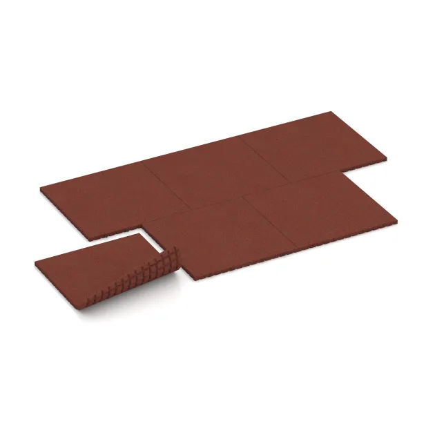 Typische Verlegung oder Einbausituation für den Artikel 5665 von WARCO - Playground Safety Mat 4 cm - EN 1177 ≤ 110 cm, Farbton Brick red in der Abmessung 1000 x 1000 x 40 mm.