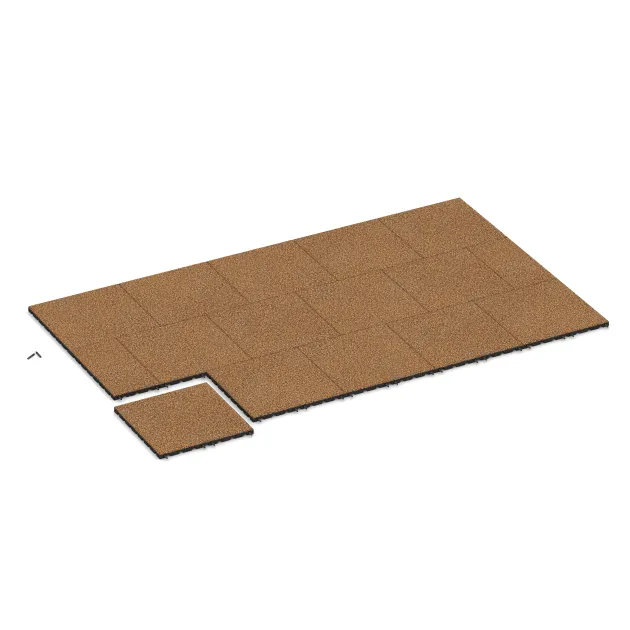 Typische Verlegung oder Einbausituation für den Artikel 5322 von WARCO - Playground safety tile, Farbton Terra Cotta in der Abmessung 500 x 500 x 30 mm.