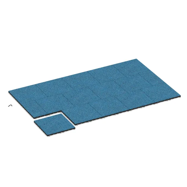 Typische Verlegung oder Einbausituation für den Artikel 5333 von WARCO - Playground safety tile, Farbton Atlantic in der Abmessung 500 x 500 x 30 mm.