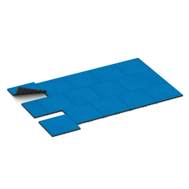 Typische Verlegung oder Einbausituation für den Artikel 0541 von WARCO - Playground safety tile, Farbton Sky Blue in der Abmessung 500 x 500 x 30 mm.