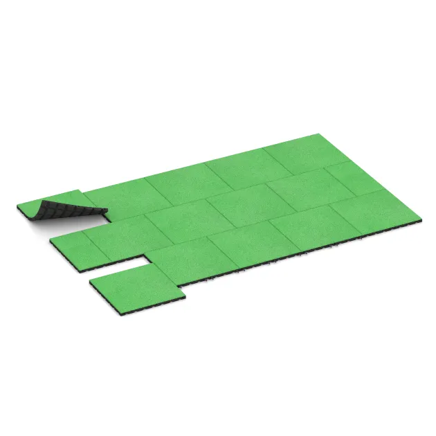 Typische Verlegung oder Einbausituation für den Artikel 0545 von WARCO - Playground safety tile, Farbton May Green in der Abmessung 500 x 500 x 30 mm.