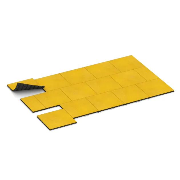 Typische Verlegung oder Einbausituation für den Artikel 0558 von WARCO - Terrace tile 3 cm, Farbton Lemon Yellow in der Abmessung 500 x 500 x 30 mm.