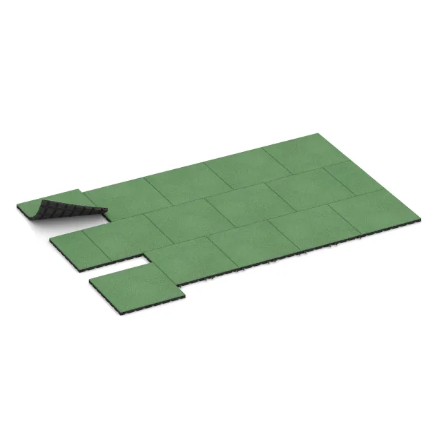 Typische Verlegung oder Einbausituation für den Artikel 0547 von WARCO - Playground safety tile, Farbton Pale Green in der Abmessung 500 x 500 x 30 mm.