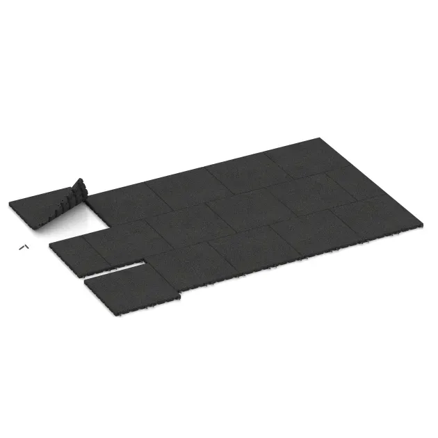 Typische Verlegung oder Einbausituation für den Artikel 5462 von WARCO - Playground Safety Tile 3 cm - EN 1177 ≤ 100 cm, Farbton Anthracite in der Abmessung 500 x 500 x 30 mm.