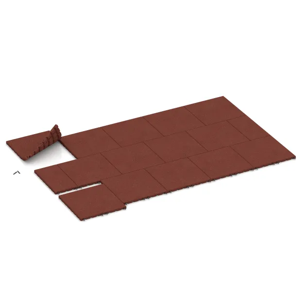Typische Verlegung oder Einbausituation für den Artikel 0575 von WARCO - Playground safety tile, Farbton Brick red in der Abmessung 500 x 500 x 30 mm.