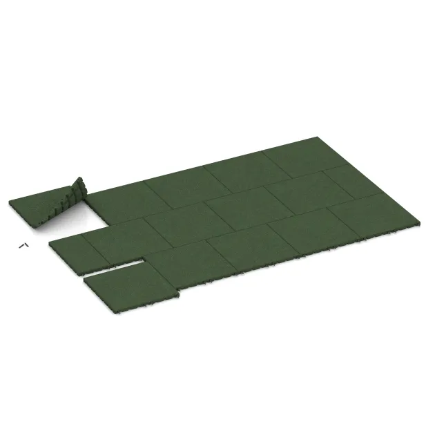 Typische Verlegung oder Einbausituation für den Artikel 0576 von WARCO - Playground safety tile, Farbton Grass Green in der Abmessung 500 x 500 x 30 mm.