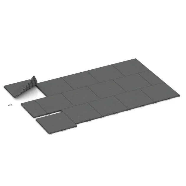 Typische Verlegung oder Einbausituation für den Artikel 0577 von WARCO - Playground safety tile, Farbton Slate grey in der Abmessung 500 x 500 x 30 mm.