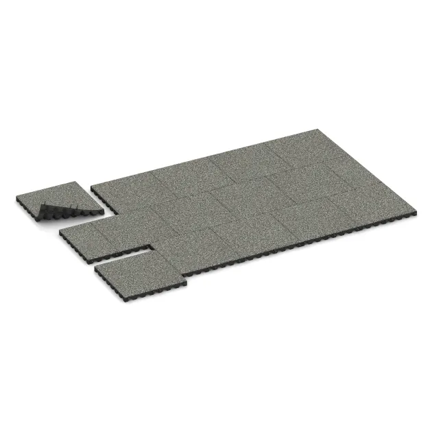 Typische Verlegung oder Einbausituation für den Artikel 0641 von WARCO - Playground safety tile, Farbton Gray Granite in der Abmessung 500 x 500 x 45 mm.
