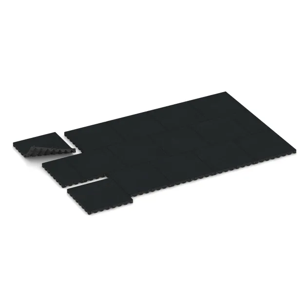 Typische Verlegung oder Einbausituation für den Artikel 5535 von WARCO - Playground Safety Tile 4.5 cm - EN 1177 ≤ 135 cm, Farbton Iron Grey in der Abmessung 500 x 500 x 45 mm.