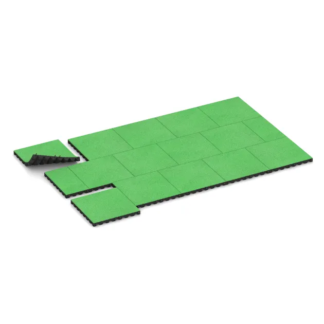 Typische Verlegung oder Einbausituation für den Artikel 5536 von WARCO - Playground Safety Tile 4.5 cm - EN 1177 ≤ 135 cm, Farbton May Green in der Abmessung 500 x 500 x 45 mm.