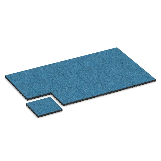 Typische Verlegung oder Einbausituation für den Artikel 5583 von WARCO - Playground Safety Tile 5 cm - EN 1177 ≤ 145 cm, Farbton Atlantic in der Abmessung 500 x 500 x 50 mm.