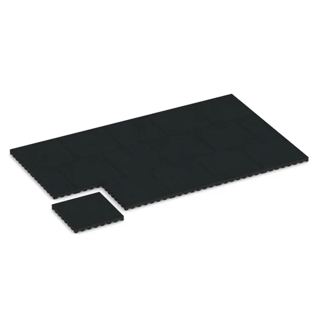Typische Verlegung oder Einbausituation für den Artikel 5567 von WARCO - Playground Safety Tile 5 cm - EN 1177 ≤ 145 cm, Farbton Iron Grey in der Abmessung 500 x 500 x 50 mm.