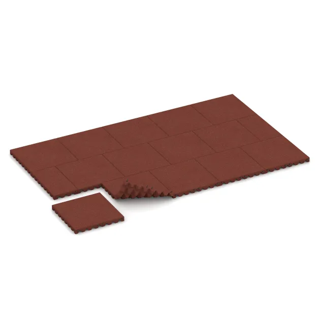Typische Verlegung oder Einbausituation für den Artikel 0691 von WARCO - Playground safety tile, Farbton Brick red in der Abmessung 500 x 500 x 50 mm.