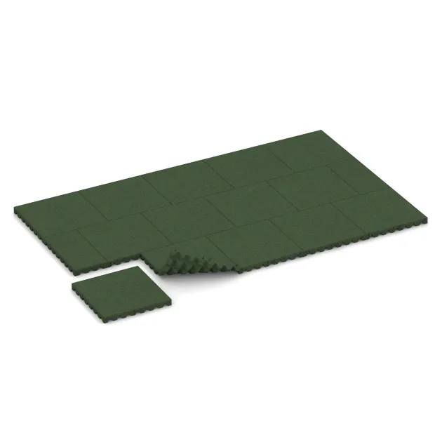 Typische Verlegung oder Einbausituation für den Artikel 0692 von WARCO - Playground safety tile, Farbton Grass Green in der Abmessung 500 x 500 x 50 mm.