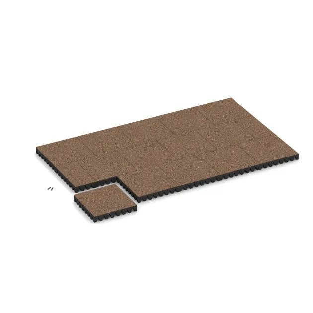 Typische Verlegung oder Einbausituation für den Artikel 5363 von WARCO - Playground safety tile, Farbton Bark & Bast in der Abmessung 500 x 500 x 80 mm.