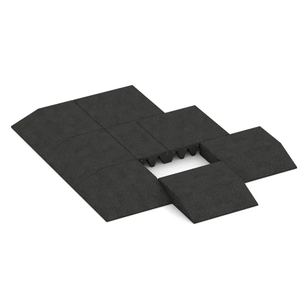 Typische Verlegung oder Einbausituation für den Artikel 3837 von WARCO - Edge tile (one chamfered side), Farbton Black in der Abmessung 500 x 500 x 100 mm.
