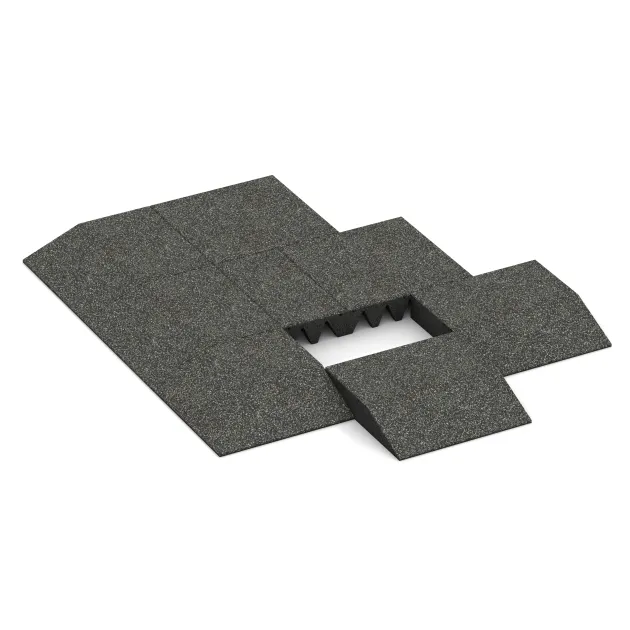 Typische Verlegung oder Einbausituation für den Artikel 3819 von WARCO - Edge tile (one chamfered side), Farbton Dark Grey Granite in der Abmessung 500 x 500 x 100 mm.