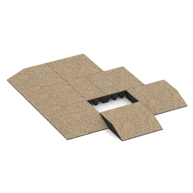 Typische Verlegung oder Einbausituation für den Artikel 3810 von WARCO - Edge tile (one chamfered side), Farbton Travertine in der Abmessung 500 x 500 x 100 mm.