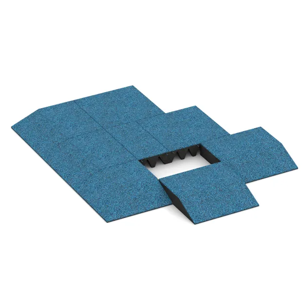 Typische Verlegung oder Einbausituation für den Artikel 3821 von WARCO - Edge tile (one chamfered side), Farbton Atlantic in der Abmessung 500 x 500 x 100 mm.