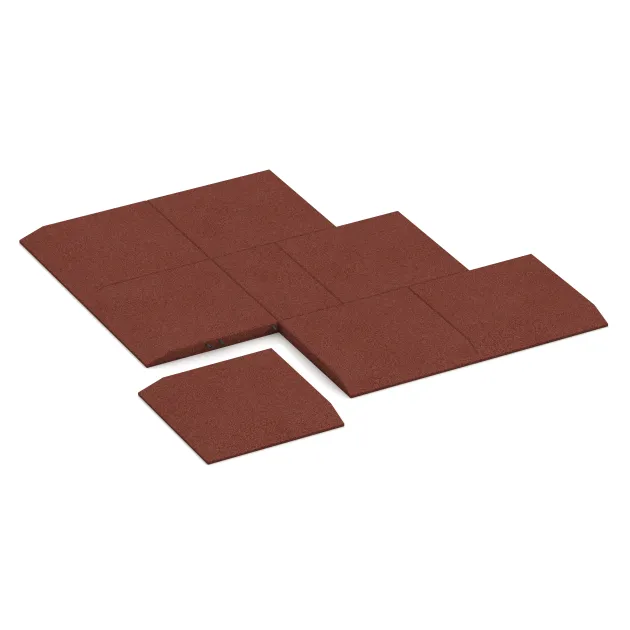 Typische Verlegung oder Einbausituation für den Artikel 0474 von WARCO - Corner tile (two chamfered sides), Farbton Brick red in der Abmessung 500 x 500 x 45 mm.